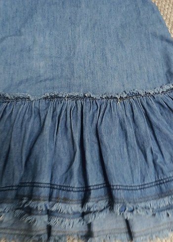 Volanlı Mavi Hamile Midi Etek - Görsel 2