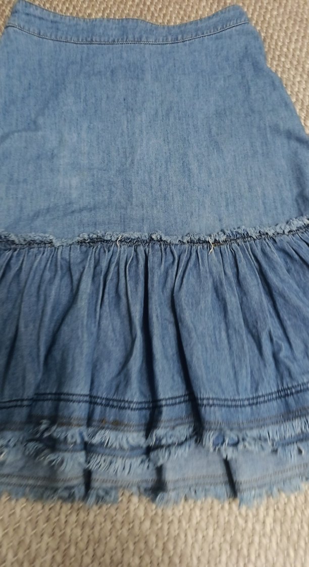 Volanlı Mavi Hamile Midi Etek - Görsel 2