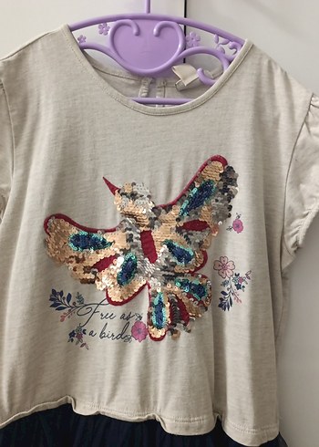 Kız Çocuk Kelebek Baskılı Bohem Elbise - Görsel 2