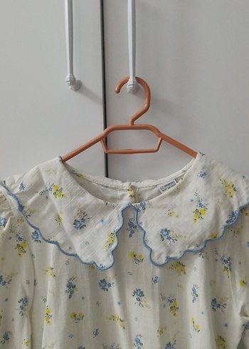 Pamuklu Beyaz Uzun Elbise Fırfırlı Yaka - Görsel 2