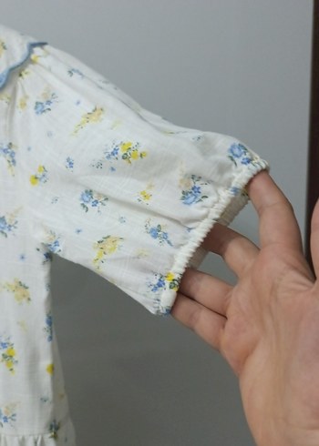 Pamuklu Beyaz Uzun Elbise Fırfırlı Yaka - Görsel 3