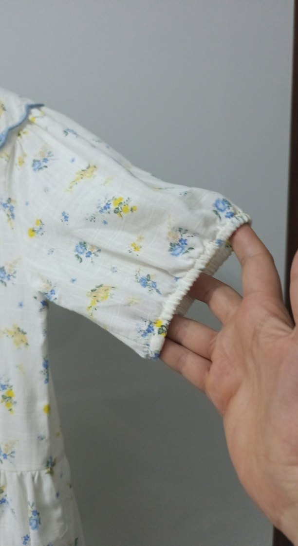 Pamuklu Beyaz Uzun Elbise Fırfırlı Yaka - Görsel 3