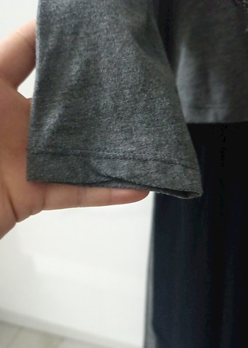 Gri Baskılı Uzun Kollu Triko Elbise - Görsel 3