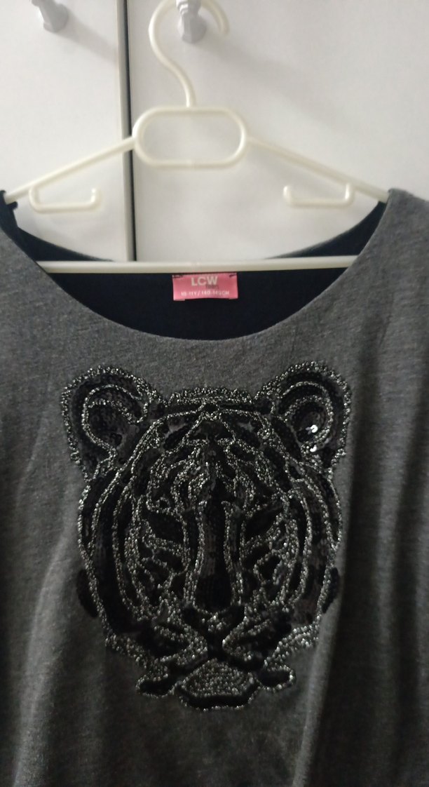 Gri Baskılı Uzun Kollu Triko Elbise - Görsel 2