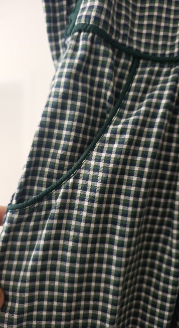 Yeşil Ekose Desenli Uzun Kollu Uzun Elbise - Görsel 4