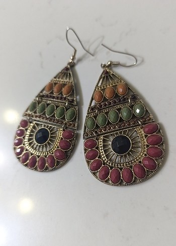 Renkli Boncuklu Bohem Uzun Küpeler - Görsel 2