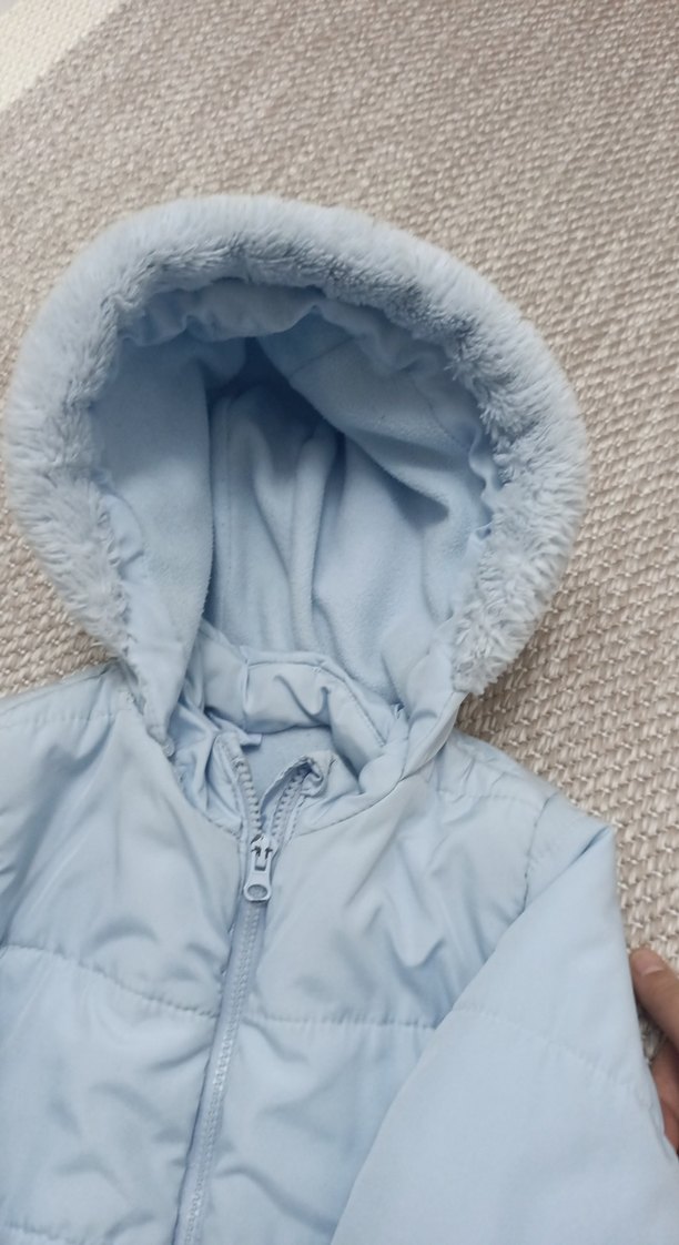 Kız Çocuk Gri Kapüşonlu Kaban - Görsel 3