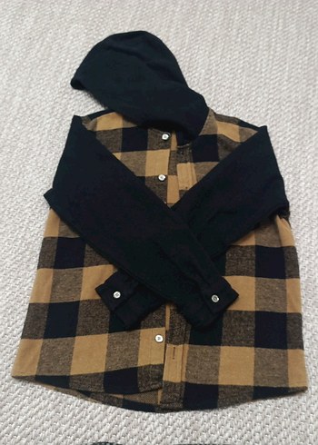 Kapüşonlu Kareli Erkek Çocuk Gömlek - Görsel 2