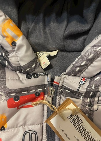 Kapüşonlu Fermuarlı Gri Erkek Çocuk Mont - Görsel 2