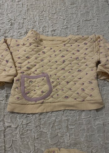 Pastel Beyaz Bebek Kız Triko Takım - Görsel 2