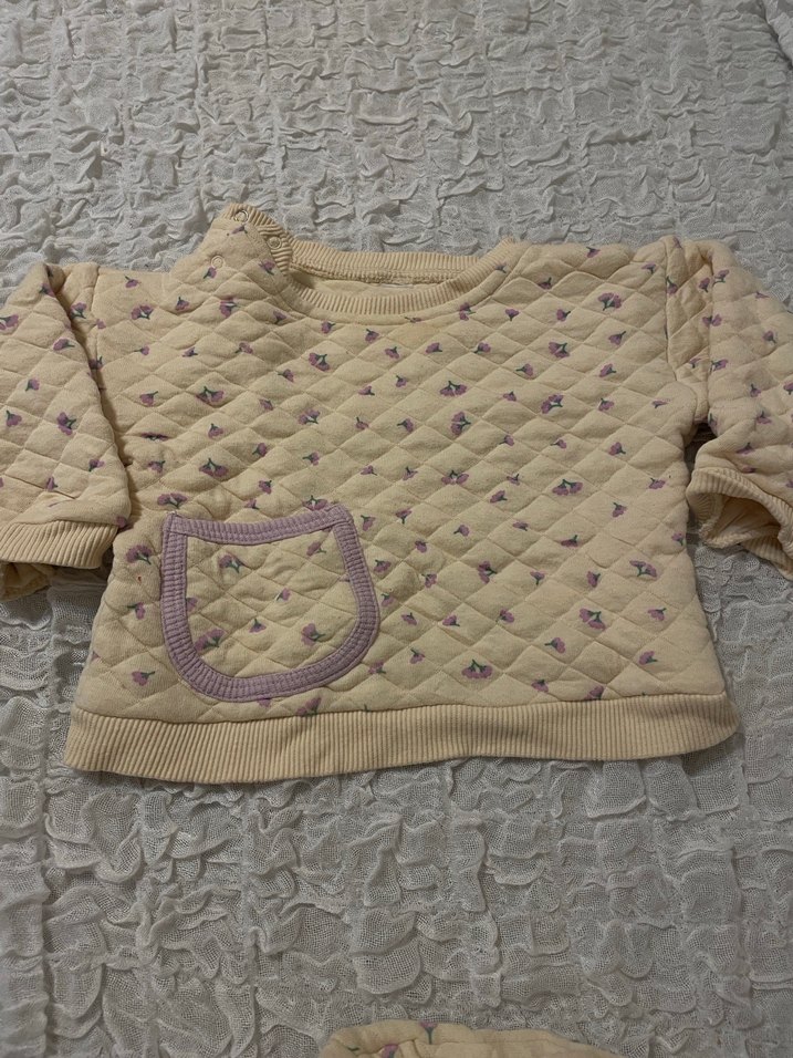 Pastel Beyaz Bebek Kız Triko Takım - Görsel 2