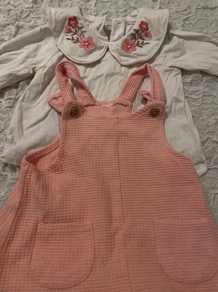 Nakışlı Yakalı Pembe Kız Elbisesi - Görsel 2