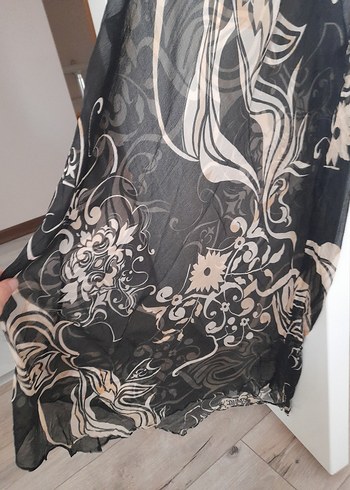 Siyah Desenli şifon pareo - Görsel 5