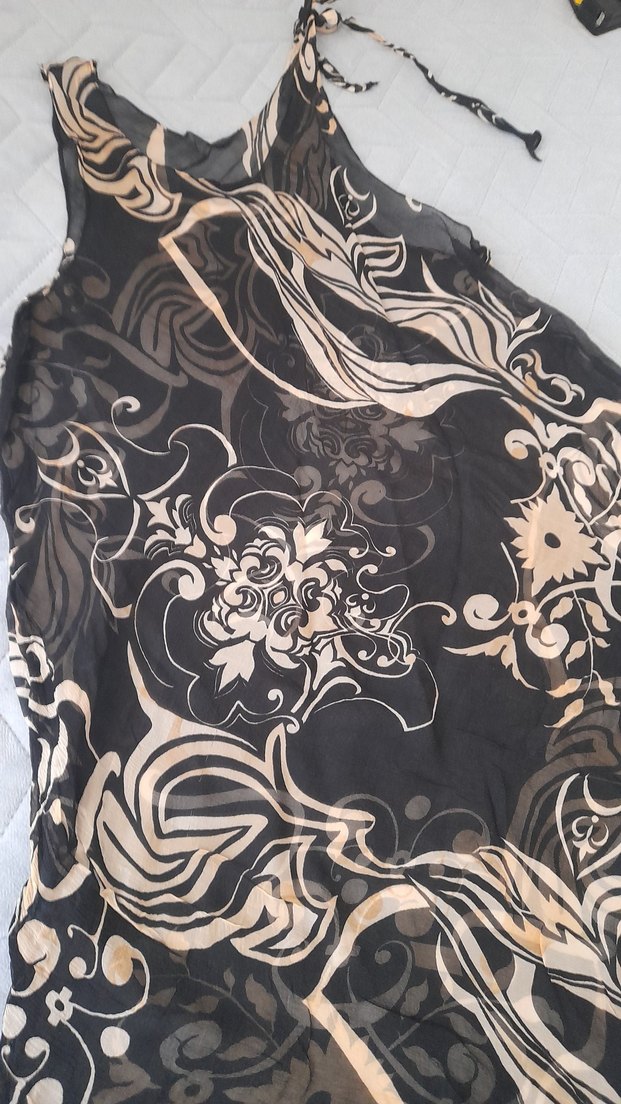 Siyah Desenli şifon pareo - Görsel 3