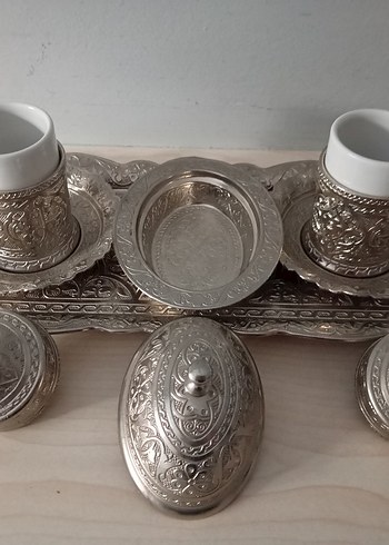  Beden Gümüş İşlemeli Dekoratif Kahve Fincan Seti