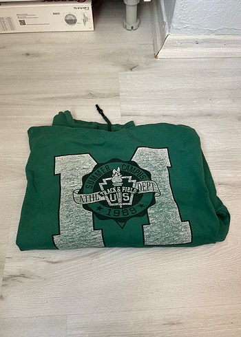 Kadın Yeşil Kapüşonlu Baskılı Sweatshirt