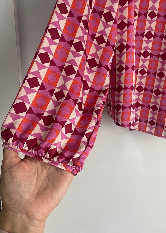 Pembe Saten Gömlek - Görsel 5