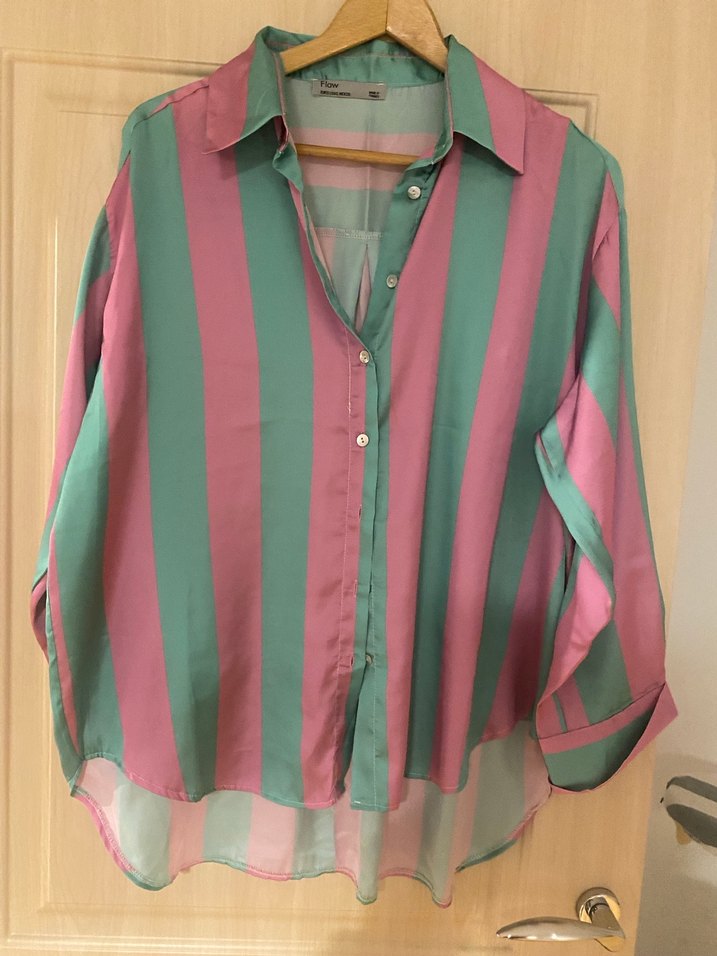 Pembe-Yeşil Çizgili Gömlek - Görsel 2