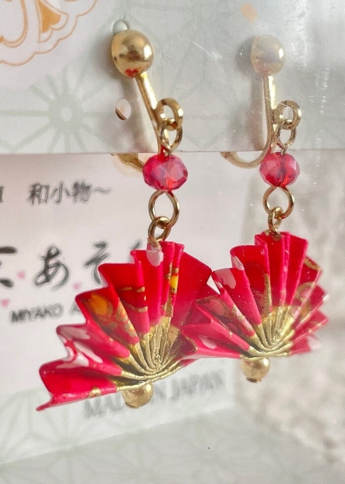 Klipsli Yelpaze Küpe Japonya - Görsel 2