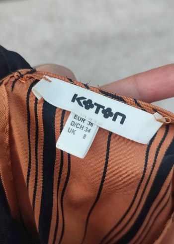 36 Beden kahverengi Renk Kahverengi Çizgili Uzun Kollu Bluz
