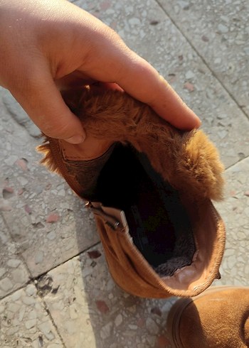 Kahverengi Süet Kürklü Dolgu Topuk Bot - Görsel 4