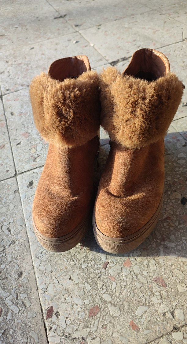 Kahverengi Süet Kürklü Dolgu Topuk Bot - Görsel 2