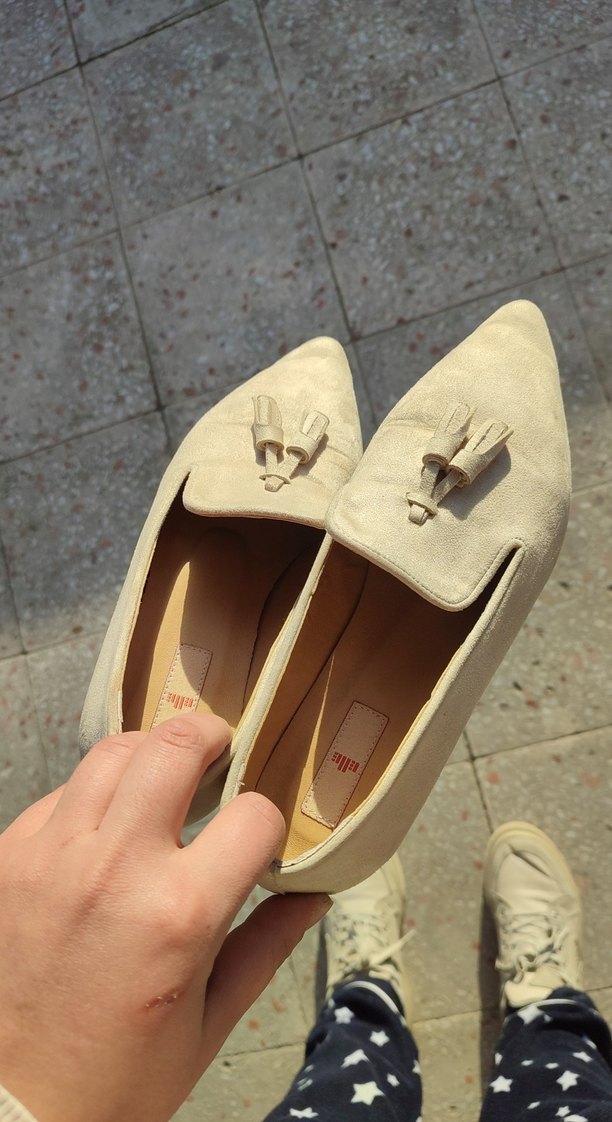 Bej Süet Tokalı Kadın Loafer - Görsel 2