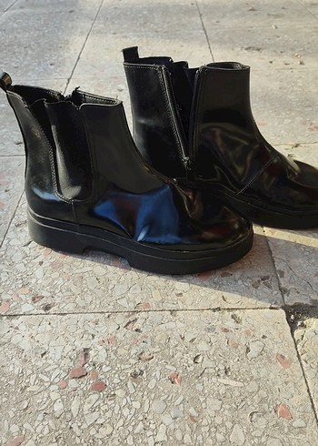 Kadın Siyah Lastik Topuklu Goth Bot - Görsel 2