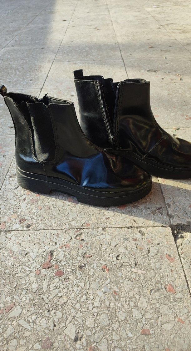 Kadın Siyah Lastik Topuklu Goth Bot - Görsel 2