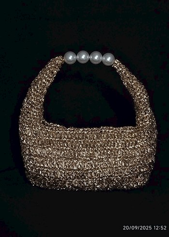 Jodie Metalik Gold inci Kulplu Çanta - Görsel 7