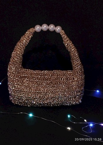 Jodie Metalik Gold inci Kulplu Çanta - Görsel 11