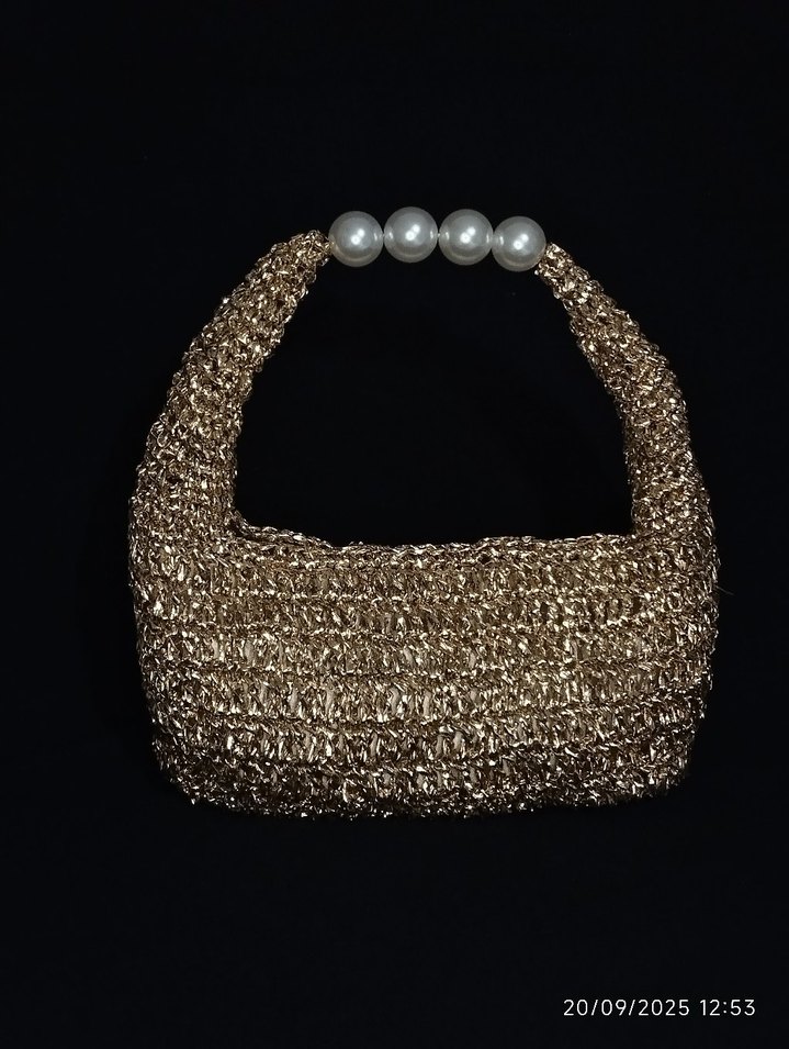 Jodie Metalik Gold inci Kulplu Çanta - Görsel 4