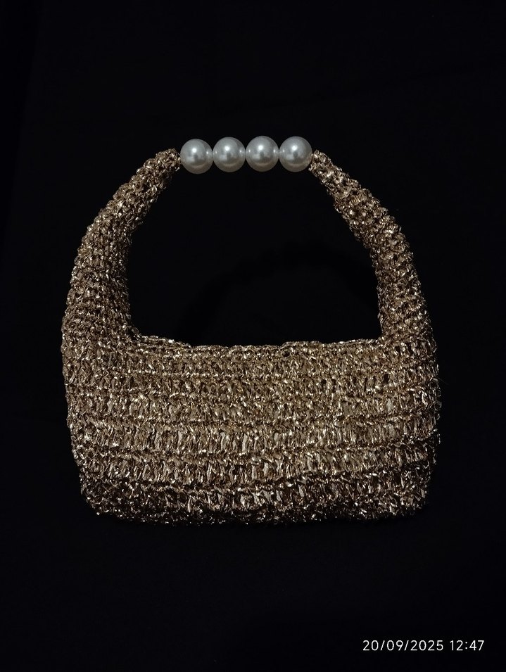 Jodie Metalik Gold inci Kulplu Çanta - Görsel 5