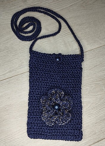 Beden lacivert Renk Telefon çantası gül motifli simli lacivert