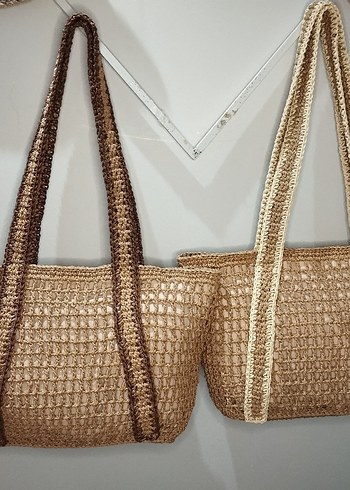 Büyük boy Kafes Model Kemerli Hasır Çantalar - Görsel 2