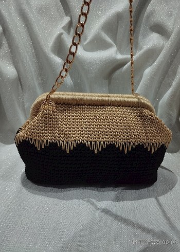 Siyah Simli Gold Nakışlı Kadın Portföy Çanta - Görsel 6