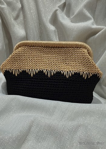 Siyah Simli Gold Nakışlı Kadın Portföy Çanta - Görsel 11