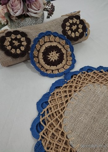 Bohem Tarz Jüt kumaşa motifli Runner Supla Sofra takımı - Görsel 14