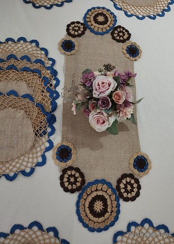 Bohem Tarz Jüt kumaşa motifli Runner Supla Sofra takımı - Görsel 10