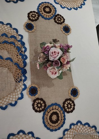 Bohem Tarz Jüt kumaşa motifli Runner Supla Sofra takımı - Görsel 3