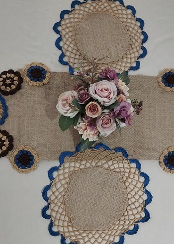 Bohem Tarz Jüt kumaşa motifli Runner Supla Sofra takımı - Görsel 11