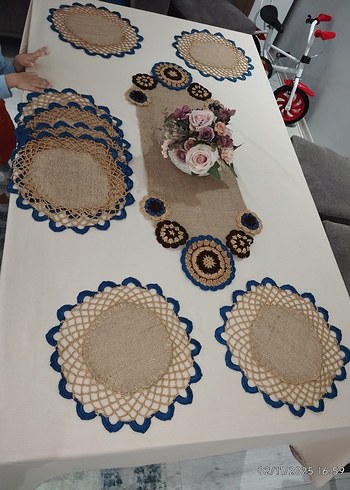 Bohem Tarz Jüt kumaşa motifli Runner Supla Sofra takımı - Görsel 2