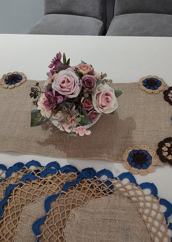 Bohem Tarz Jüt kumaşa motifli Runner Supla Sofra takımı - Görsel 4