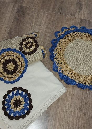 Bohem Tarz Jüt kumaşa motifli Runner Supla Sofra takımı - Görsel 13