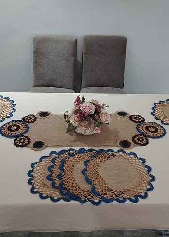 Bohem Tarz Jüt kumaşa motifli Runner Supla Sofra takımı - Görsel 15