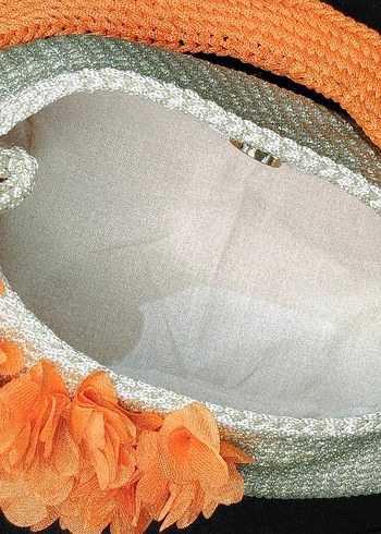 Krem Turuncu 3D çiçekli Bayan Çanta - Görsel 8