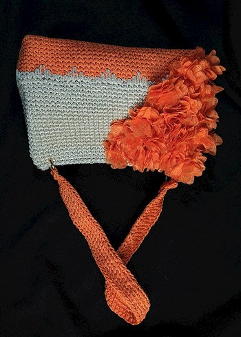 Krem Turuncu 3D çiçekli Bayan Çanta - Görsel 14