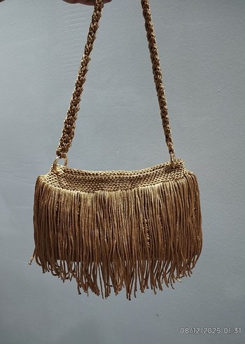 Gold Püsküllü Bohem Çanta - Görsel 4