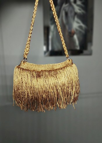 Gold Püsküllü Bohem Çanta - Görsel 7