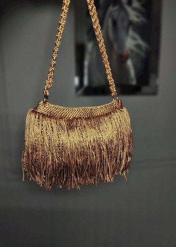 Gold Püsküllü Bohem Çanta - Görsel 2